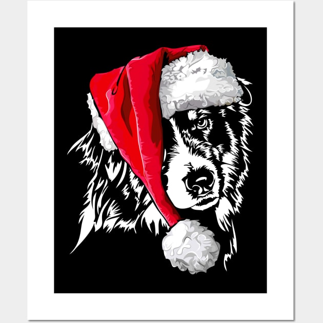 Santa Australian Shepherd Christmas dog Aussie mom Wall Art by wilsigns